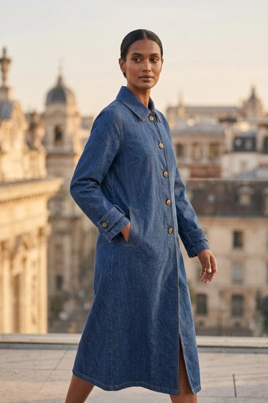 Longue veste en jean
