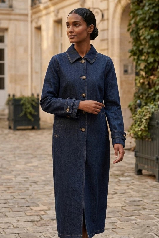 Longue veste en jean