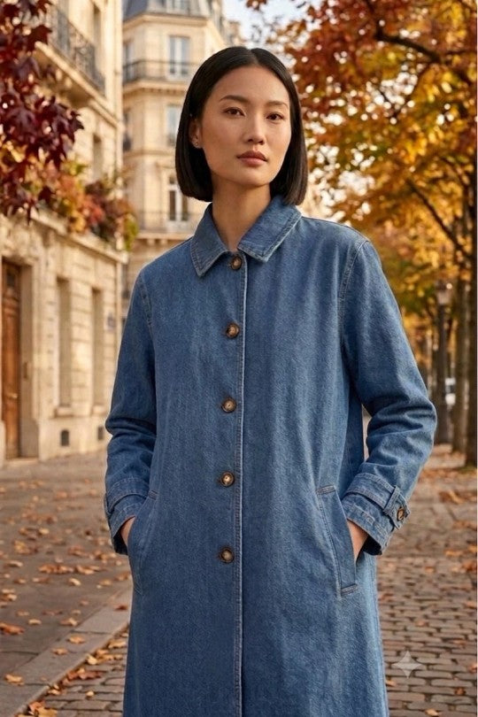 Longue veste en jean