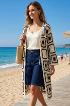 Gilet long pour femme à carreaux