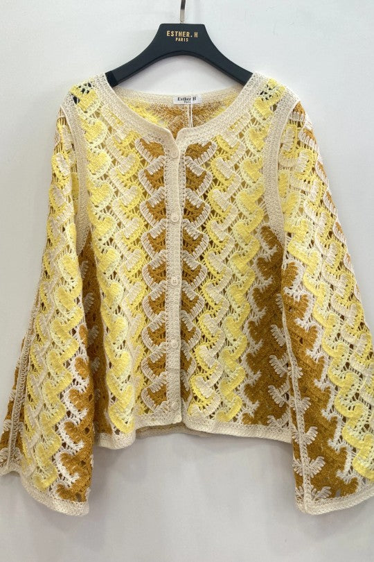 Gilet en crochet court pour femme