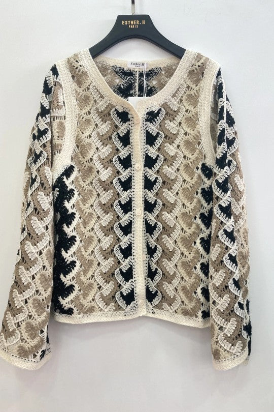 Gilet en crochet court pour femme