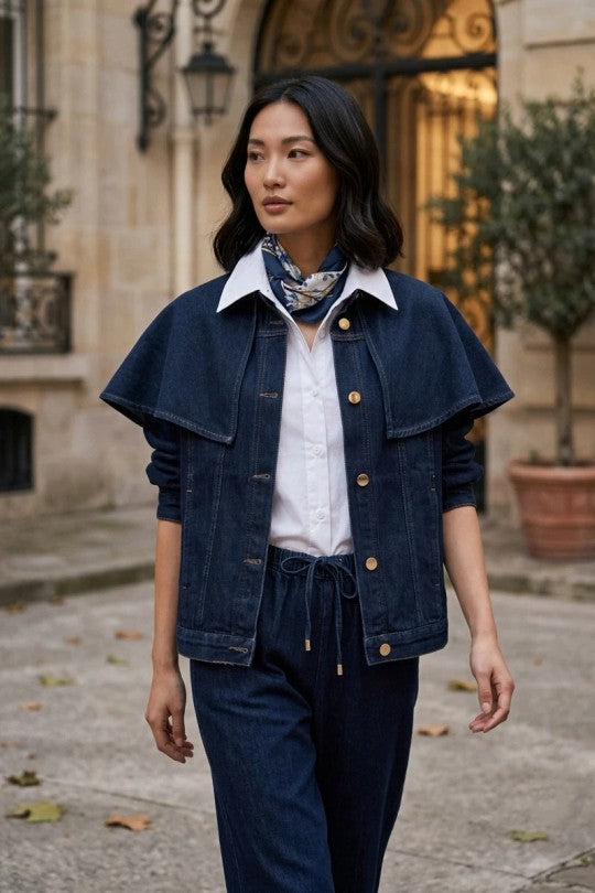 Veste en jean avec noeud