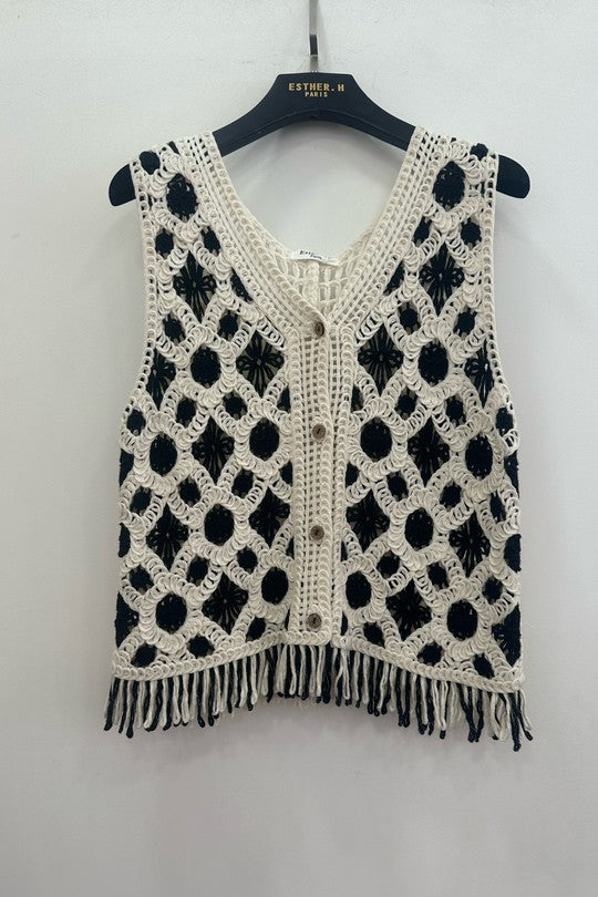 Cardigan sans manche en crochet