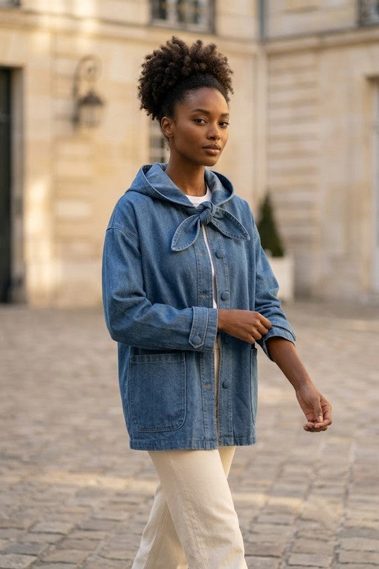 Veste en jean avec noeud