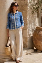 Chemise en jean à motifs