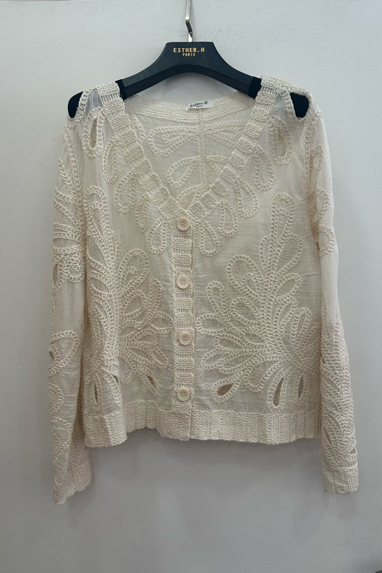 Haut à motifs en bretelle blanc