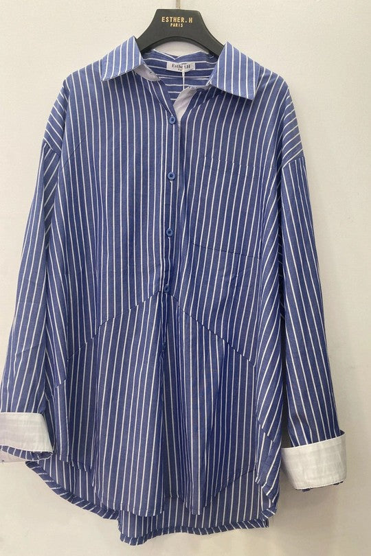 Chemise à rayure avec manches blanches