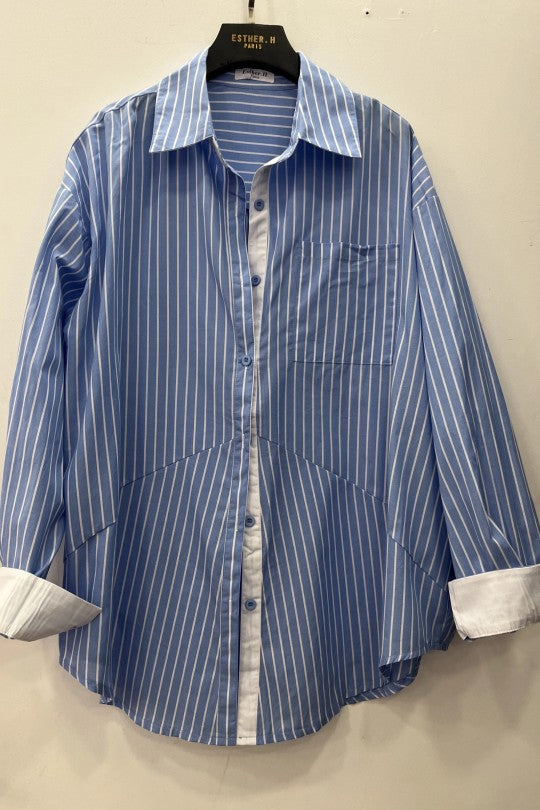 Chemise à rayure avec manches blanches