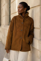 Manteau Réversible Mi-Fourrure Mi-Daim