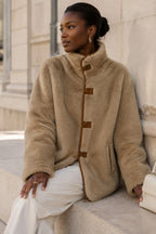 Manteau Réversible Mi-Fourrure Mi-Daim