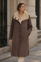 Longue Veste Réversible Mi-Fourrure Mi-Daim