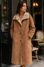 Longue Veste Réversible Mi-Fourrure Mi-Daim