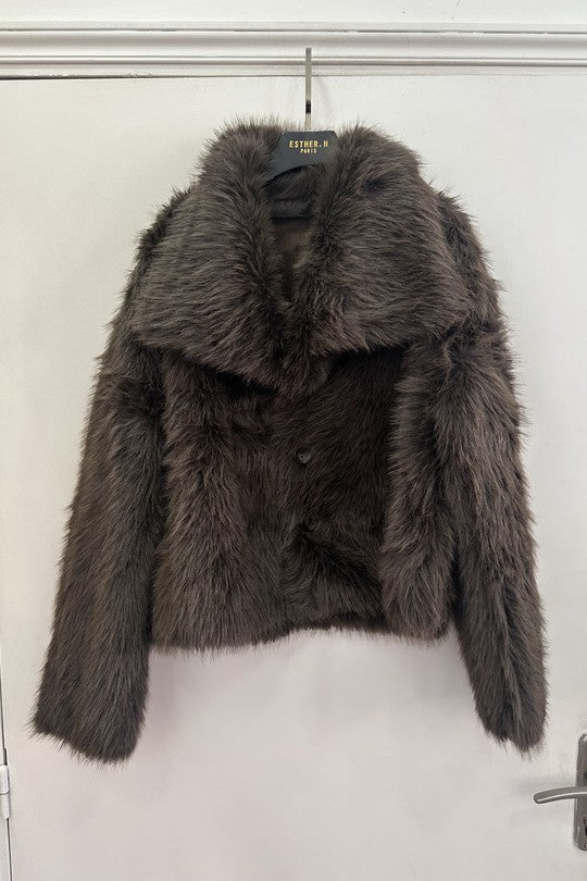 Manteau Court Réversible Fourrure/Effet Daim