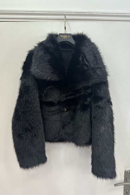 Manteau Court Réversible Fourrure/Effet Daim