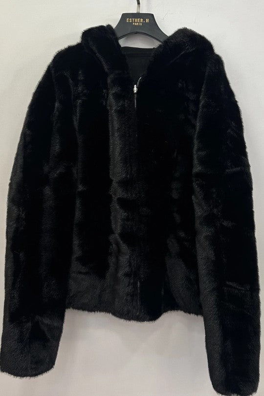 Veste à Capuche Fourrure/Effet Daim Réversible