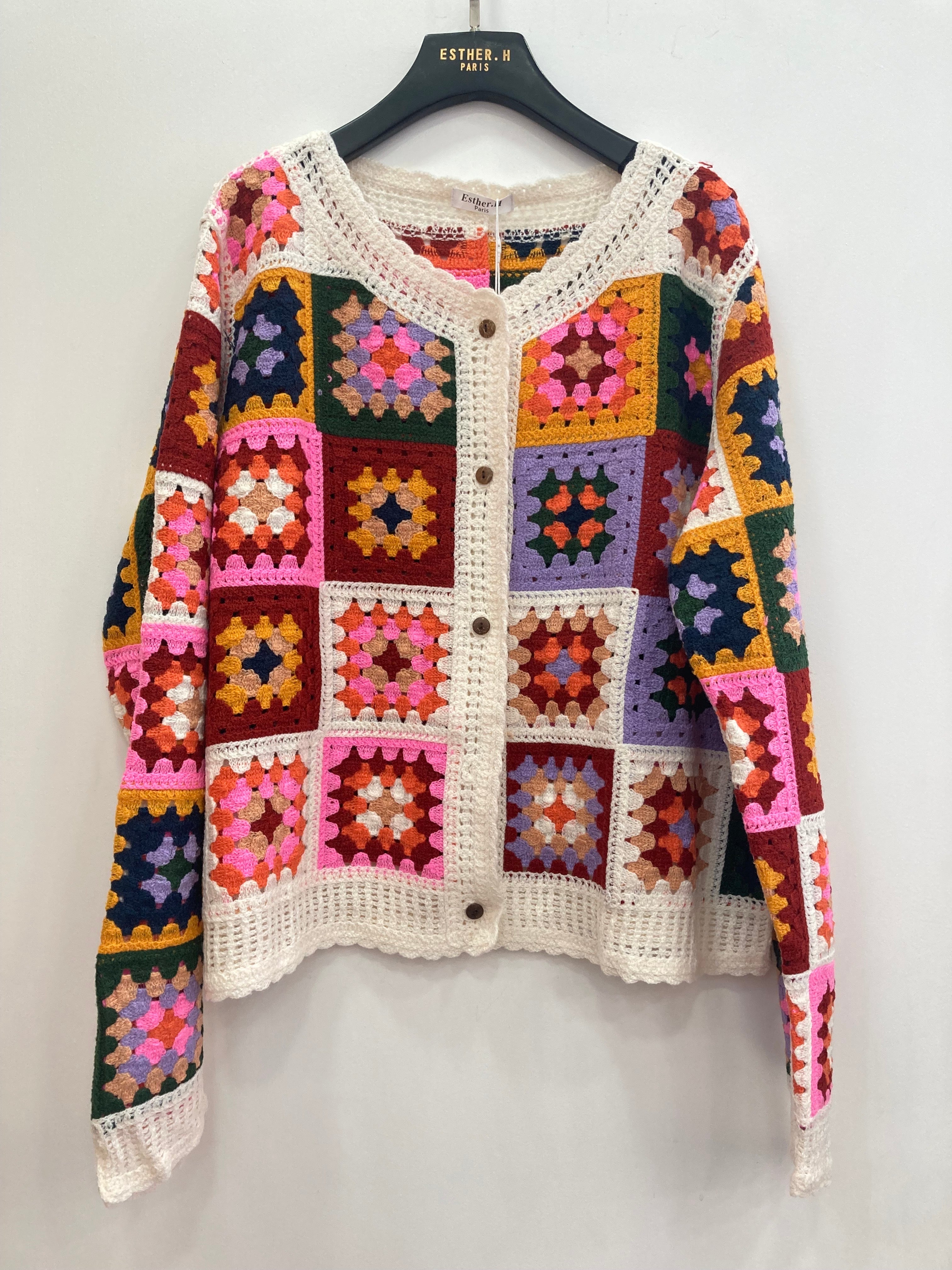 Cardigan-Gilet pour femme à carreaux