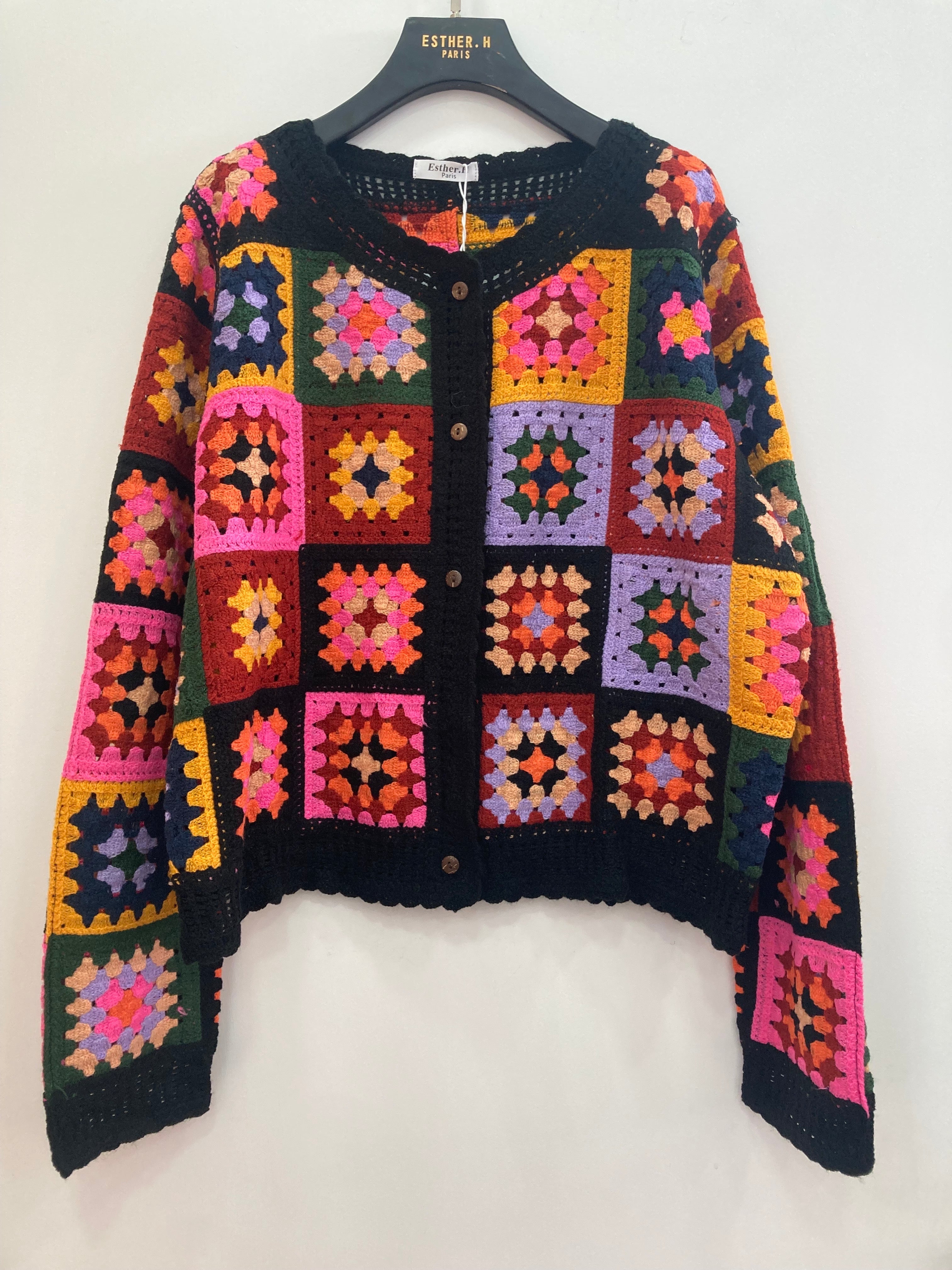 Cardigan-Gilet pour femme à carreaux