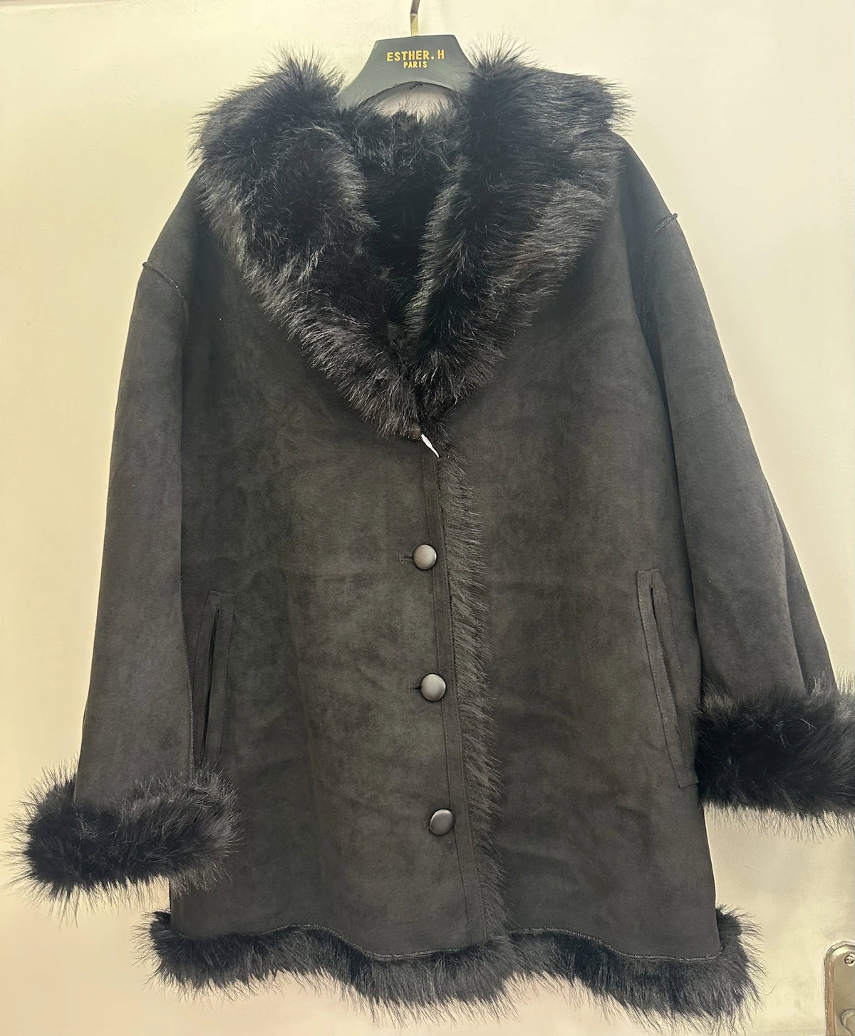 Manteau Fourrure/Effet Daim Mi-Long Réversible