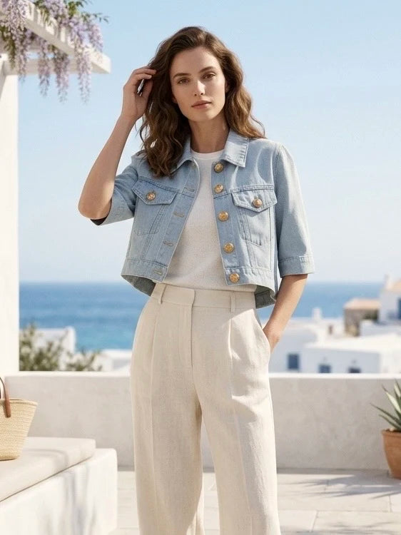 Veste en Jean avec boutons dorés