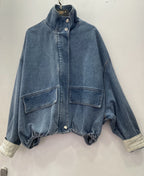 Veste en Jean à manche blanche