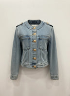 Veste en Jean avec boutons dorés et épaulettes