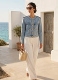 Veste en Jean avec boutons dorés et épaulettes